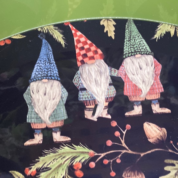 Pottery Barn Black and Green Whimsical Forest Gnome Handcrafted Serving Tray - Picture 4 of 16